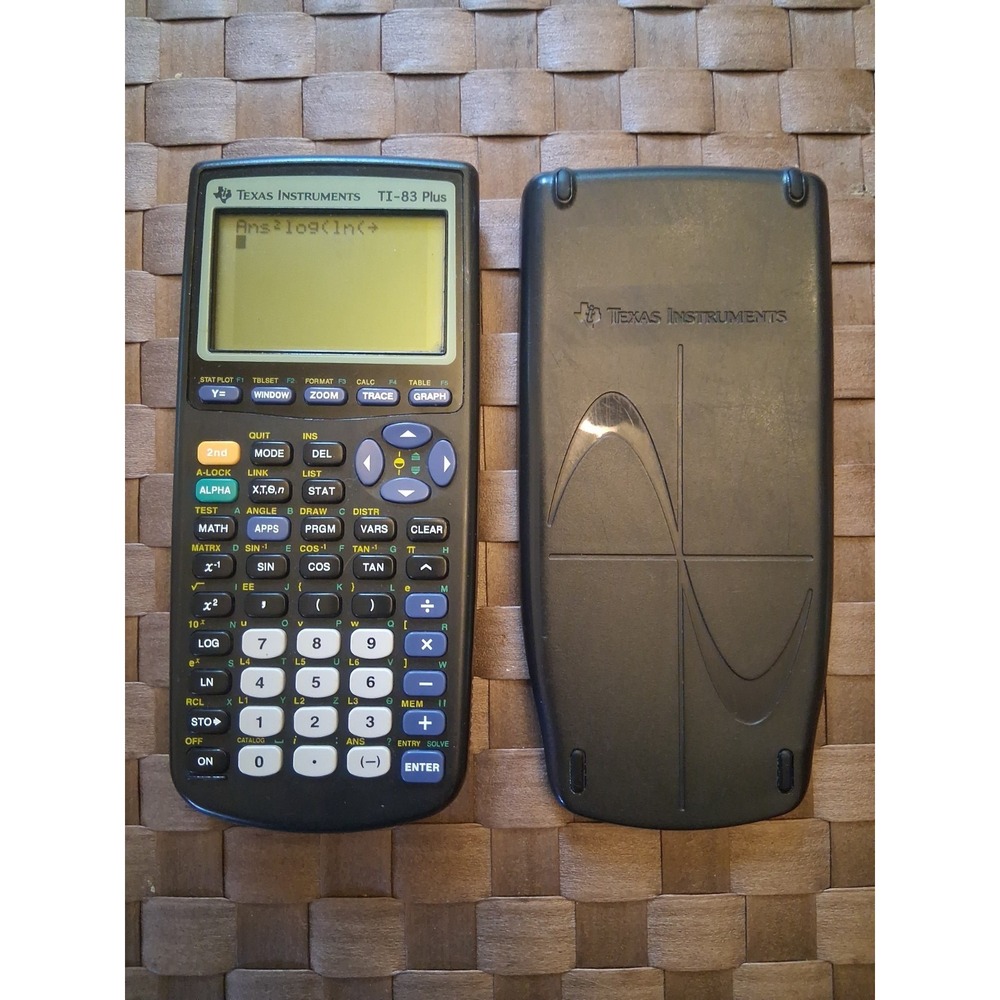 Texas Instruments TI-83 Plus Graphing Calculator Black With Cover Works